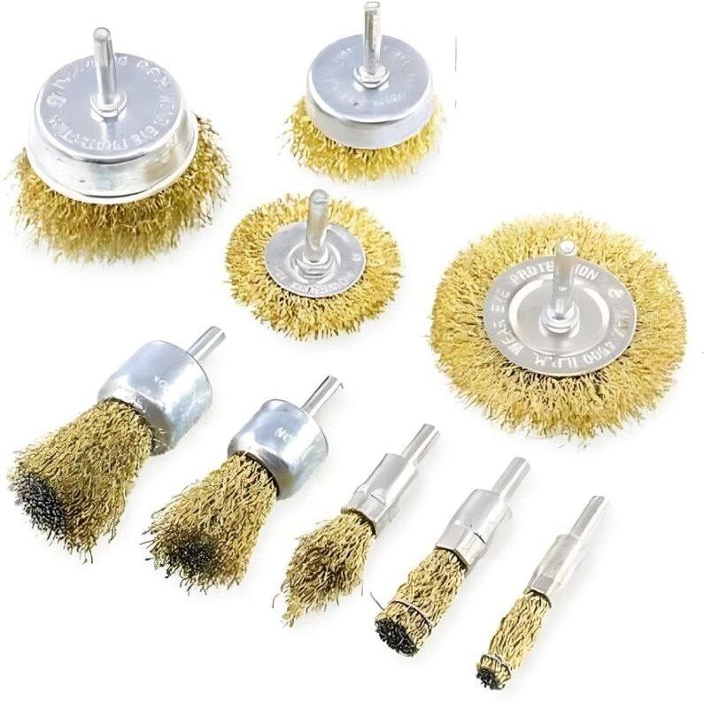 9 stücke Messing Drahtbürste, Scheibenbürste Topfbürste Rundbürste Für Bohrmaschine, Edelstahldraht