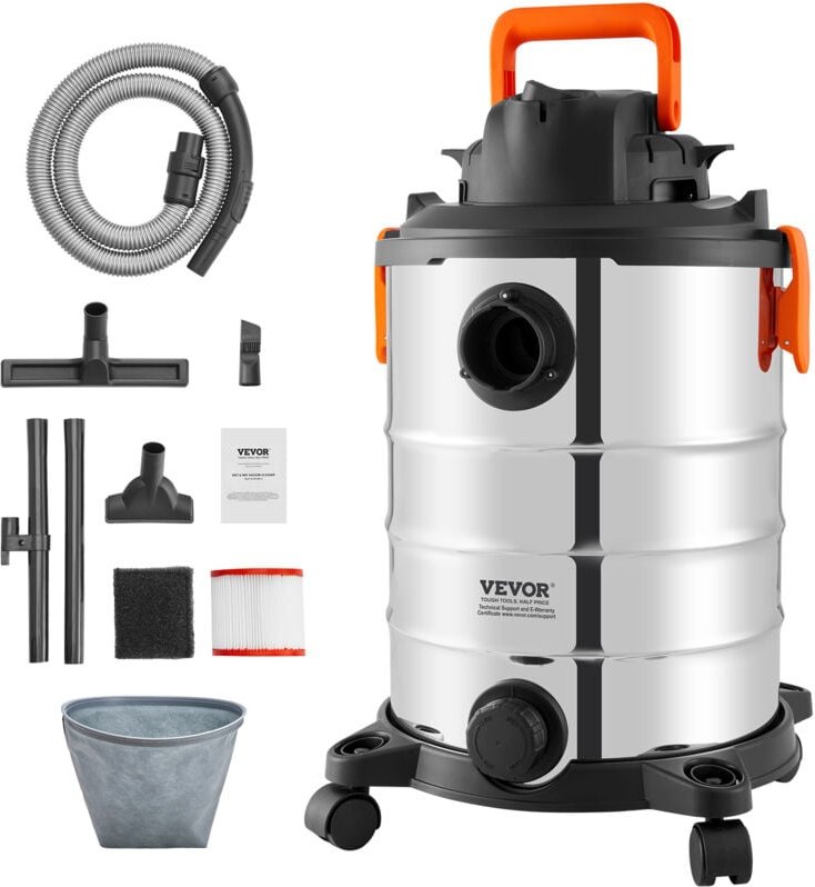 Nass-/Trockensauger,30 l,6 PS,Edelstahl-Staubsauger mit effizienter Saug- und Gebläseleistung,Düse,Rollen,tragbarer Werk...