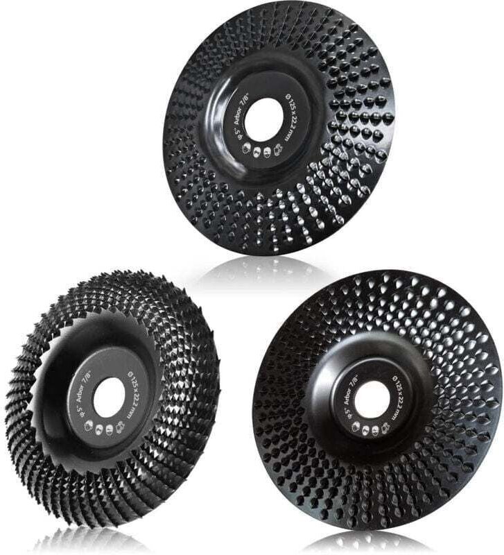 125-mm-Holzschleifscheibe, 3-teiliges Set zum Formen, Schleifen und Trennen. Scheiben für Winkelschleifer.