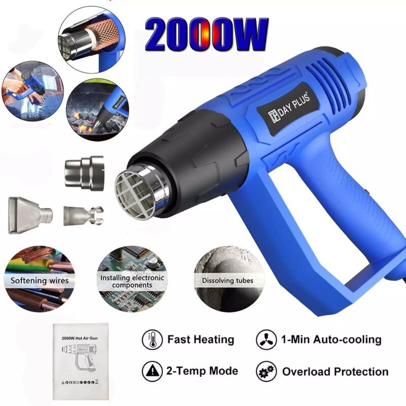 Heißluftpistole + 3 Düsen zum Basteln PVC Schrumpfen Telefon Reparieren & Ablackieren