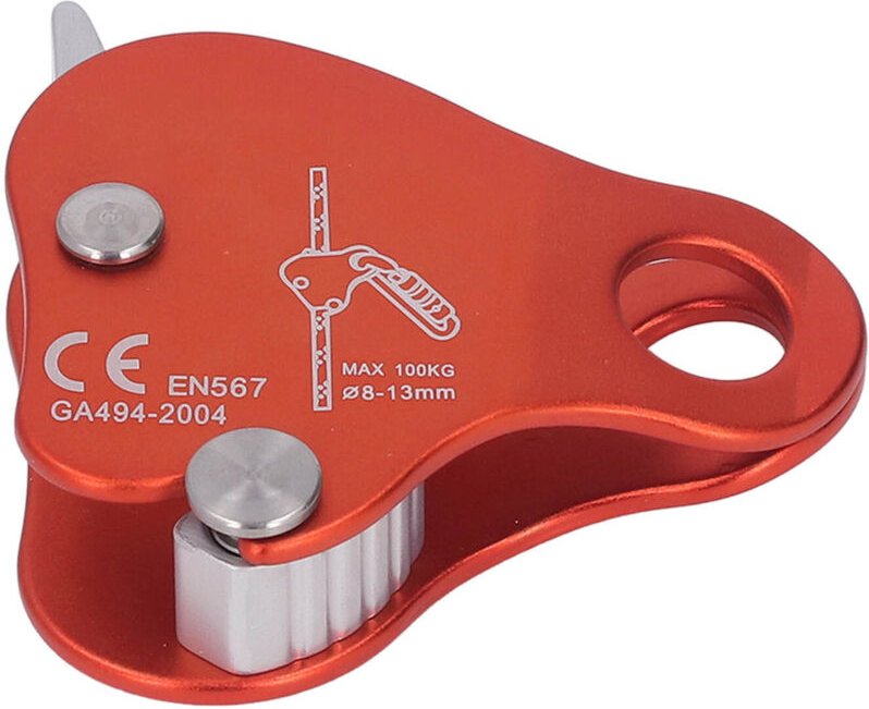 Selbstsichernde Kletterseilklemme aus Aluminiumlegierung, 8-13 mm, für Outdoor-Klettern und Bergsteigen, orange.