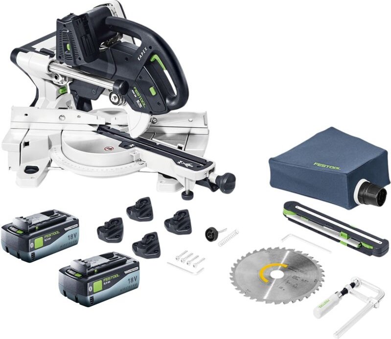 Festool - kapex ksc 60 EB-Basic Akku Kapp Zugsäge 18 v / 36 v 216 mm Brushless + 2x Akku 8,0 Ah - ohne Ladegerät