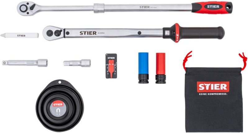Rad-Montage-Set 1/2'', Reifenwechsel-Set, 40 - 200 Nm, 11-teilig, im stabilen Koffer, mit hochwertigem Drehmomentschlüss...