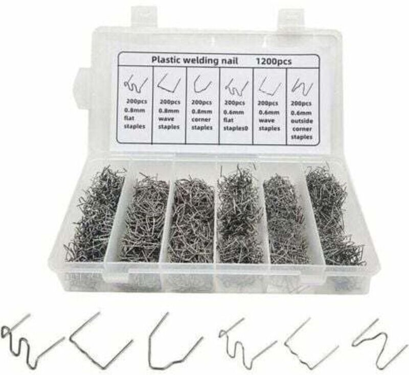 Heißklebeklammern, 6 Typen, 1200 Stück, Wellen-Heißklebeklammern, Heißklebegeräte, Schweißklammern aus Kunststoff für di...