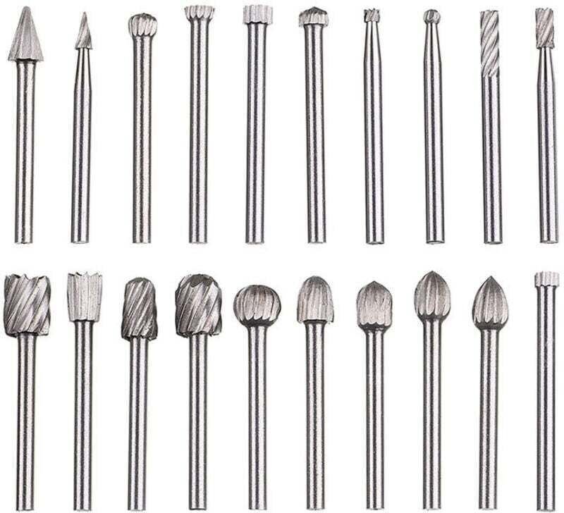 20-teiliges Rotationswerkzeug-Set, XU, Hartmetallfeilen, HSS-Drehköpfe, Rotationswerkzeug, 1/8" (3) für Schleifen, Holzb...