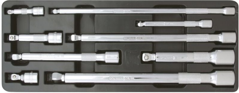 KS Tools 1/4"+3/8"+1/2" CHROMEplus Kipp-Verlängerungs-Satz, 9-tlg - 918.0009