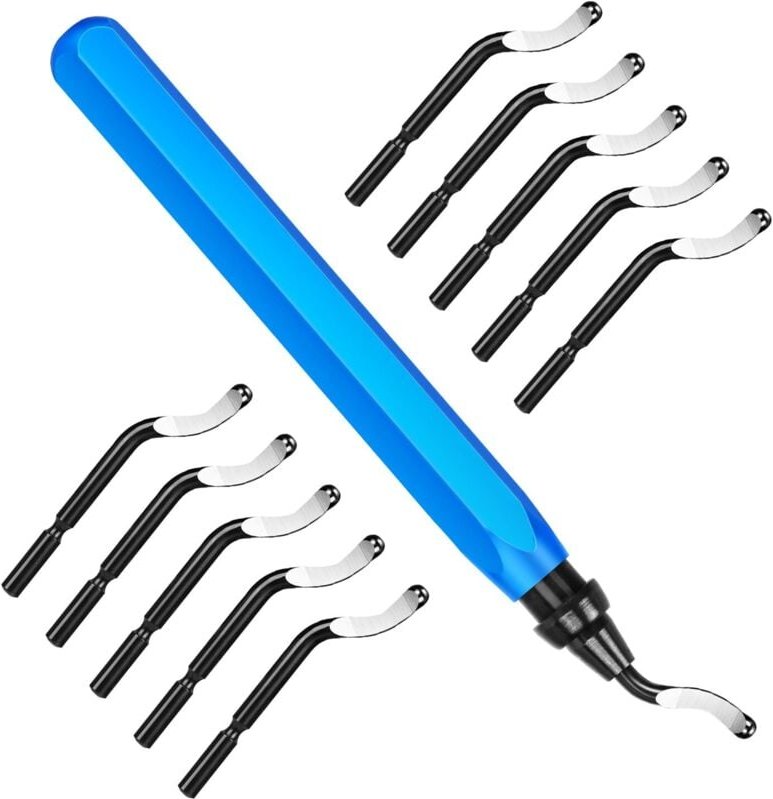 Entgrater Werkzeug Entgratungskit mit 10 BS1010 Ersatzklingen, manuelles 360° rotierendes Entgraten für 3D-Druck, Alumin...
