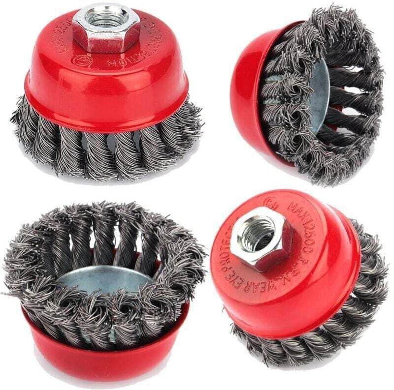 Drahtbürste für Winkelschleifer – 4 Stück gedrehte Drahtbürsten M14 75 mm / 100 mm