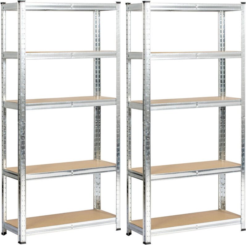 2er Set Schwerlastregal Silber galvanisiert 70 cm 10 Regalböden B70xH30xT154 cm