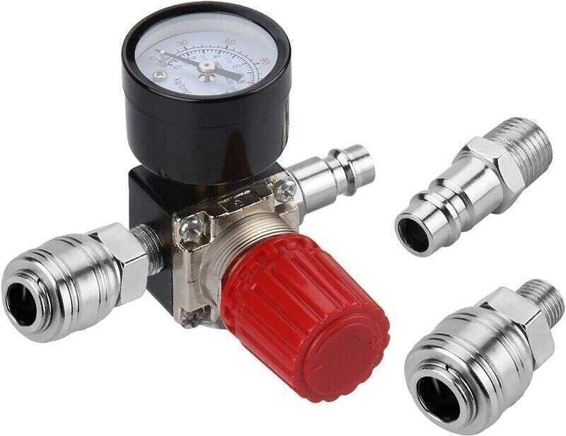 Dreiwege-Luftdruckregler mit 1/4-Zoll-Ventil, Luftdruckmanometer, Kompressorregler (Neues 3-Wege-Ventil)