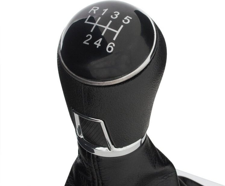 VW Passat B7 10-15 SCHWARZER Schaltknauf + Schaltmanschette mit CHROM-Rahmen 6-GANG