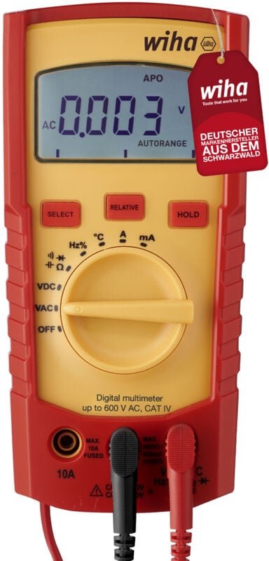Wiha - Digitales Multimeter bis 600 v ac, cat iv inkl. 2x AAA-Batterien i mit LCD-Anzeige (45218)