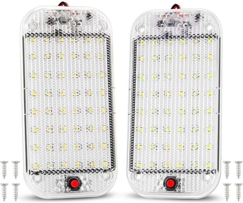 12V LED-Innenraumbeleuchtung für Autos, 48 helle LEDs mit Ein-/Ausschalter für Vans, Camping, Boote, 2er-Pack