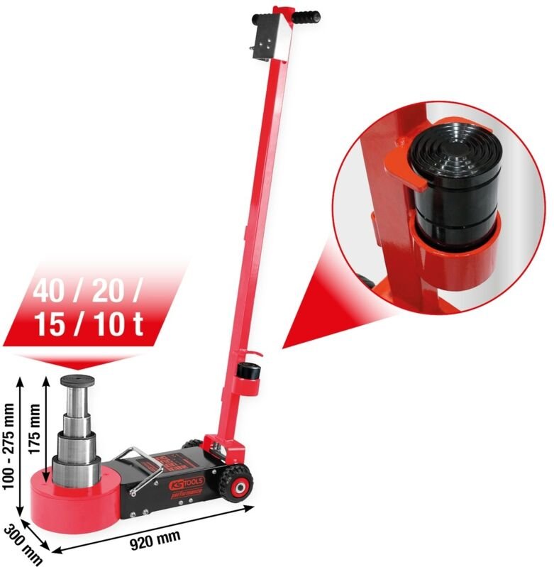 KS Tools performance Lufthydraulischer Wagenheber, 40/20/15/10 t