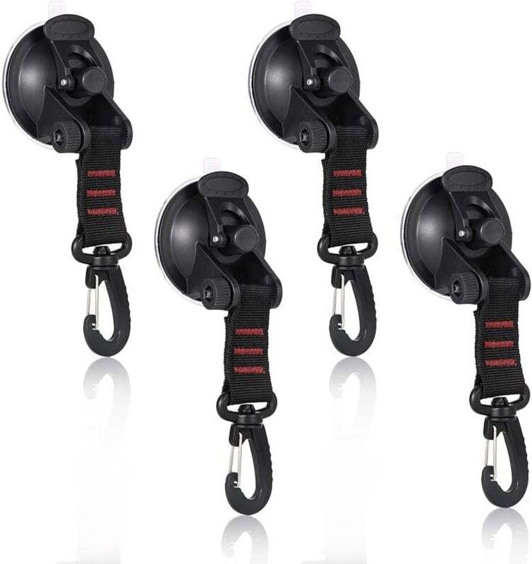 Rot - 4 Stück Saugnapf-Anker, Anker-Saugnäpfe, Hochleistungs-Saugnapf-Anker mit Zurrhaken-Halterung, Saugnapf-Befestigun...