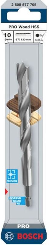 Bosch PRO Holzspiralbohrer HSS Wood, 10x87x133 mm