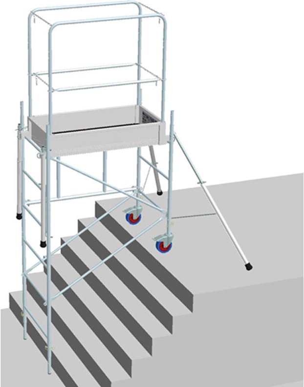Rollgerüst aus Stahl - Max. Arbeitshöhe 2.90m - Stufenausgleich - 12538/12541