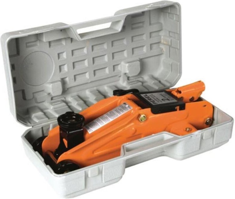 Perel - hydraulischer wagenheber auf rollen - mit aufbewahrungsbox - 2 t