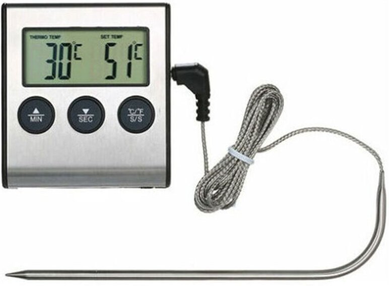 65 x 71 x 17,5 mm Lebensmittelthermometer mit Alarm- und Timerfunktion, Temperaturanzeige für Grillküche