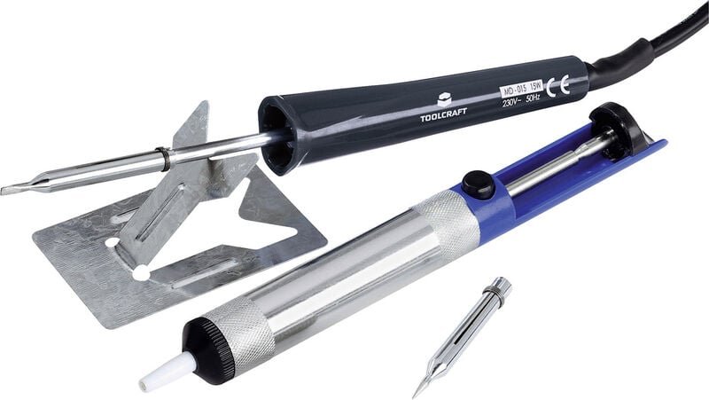 Toolcraft - MD-015PP Lötkolben-Set 230 v 15 w Bleistiftform, Meißelform inkl. Ablage, inkl. Entlötsau