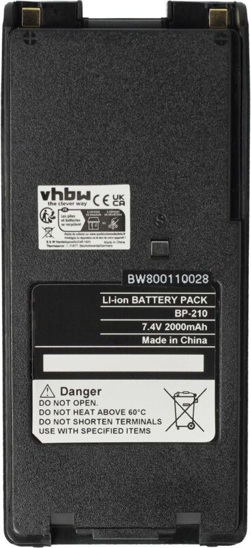 Vhbw - 1x Akku kompatibel mit Icom IC-F30GS, IC-F22SR, IC-F30FS, IC-F22S Funkgerät, Walkie Talkie (2000 mAh, 7,4 v, Li-I...