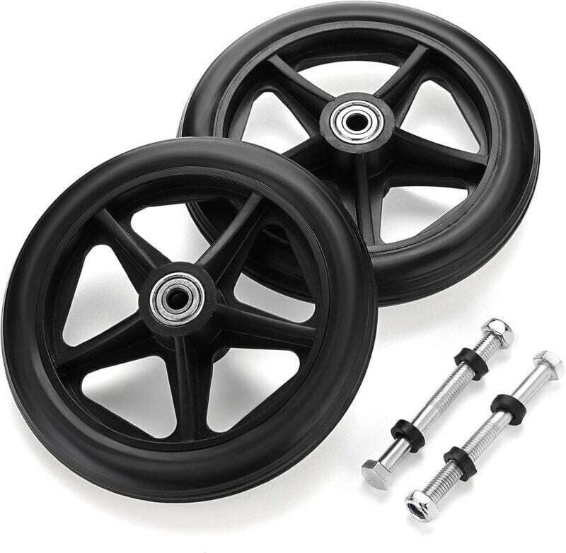 Lot de 2 Roues Universelles Antidérapantes 15 2 cm pour Fauteuil Roulant Déambulateur Marcheur Noir