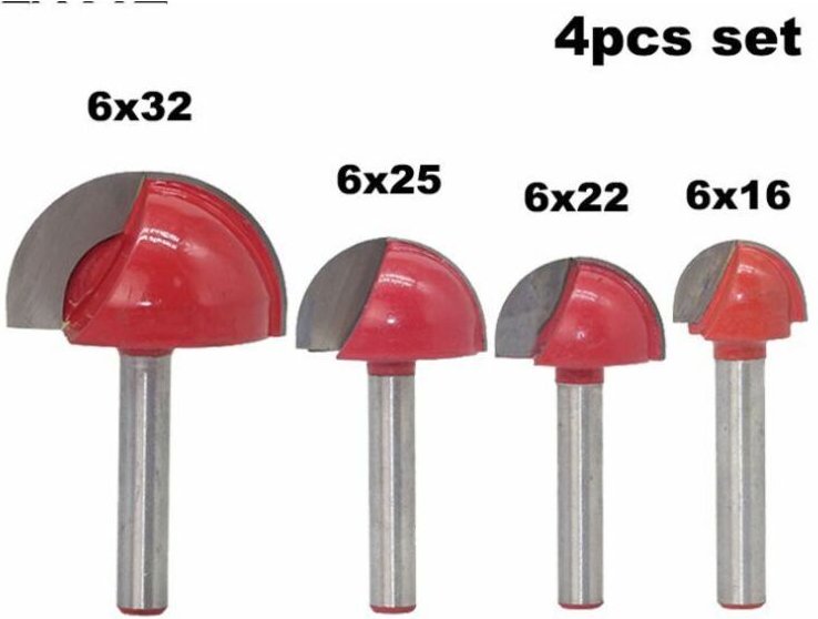 Schaftfräser-Kernkasten-Bits CNC-Rundnutfräser Holzbearbeitungswerkzeuge 16 mm/22 mm/25 mm/32 mm (4 Stück)