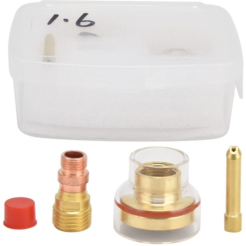 1,6-mm-WIG-Schweißset, Argon-Lichtbogenschweißdüse, WIG-Gaslinsen-Spannzangenset für Argon-Schweißbrenner WP 17/18/26