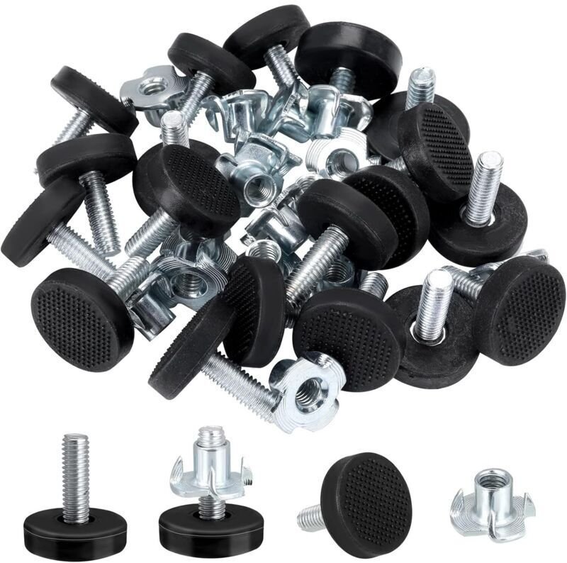 Set mit 16 höhenverstellbaren Nivellierfüßen, M6-Gewinde, robust, mit T-Muttern, zum Schutz des Bodens von Stühlen und T...