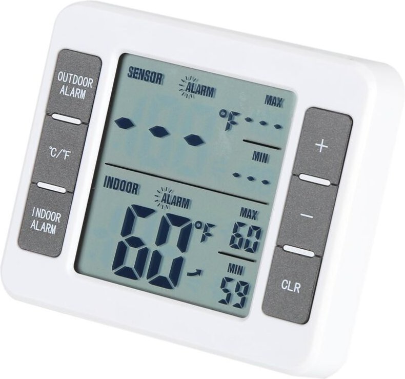 Kühlschrankthermometer, kabelloses digitales Gefrierschrankthermometer 0 °C bis 50 °C, Innen-/Außentemperatursensor mit ...