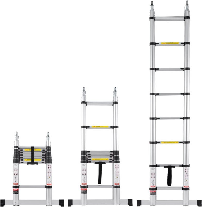 Teleskopleiter, 2,4-5 m, A-förmige Aluminium-Ausziehleiter, leichte, zusammenklappbare Leiter mit Mehrfach-Einzug, 170 k...