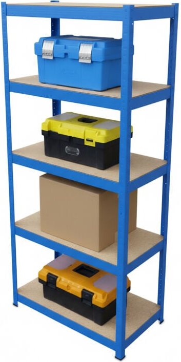 Thumbnail - Relaxdays Schwerlastregal, HxBxT 180x60x30 cm, Traglast 500 kg, 5 Ebenen, Lagerregal Keller, zum Stecken, blau