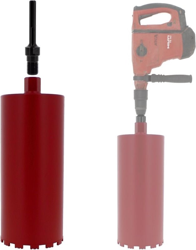 Diamantbohrkrone Ø 180 mm mit Adapter für Bohrmaschine und SDS-max-Bohrhammer