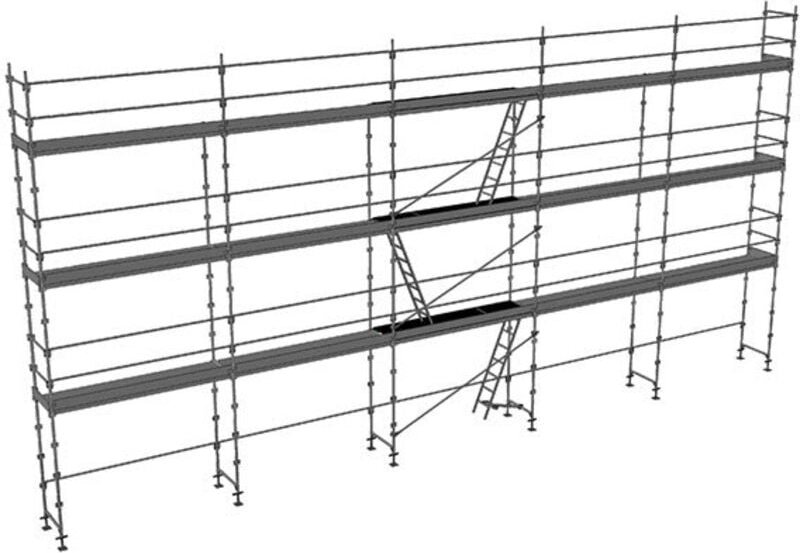 Gerüst Alu 150m² - Stellrahmen + Gerüstböden + Leisten + Bordbretter- Traglast 150kg - ECHAF-ALU/150