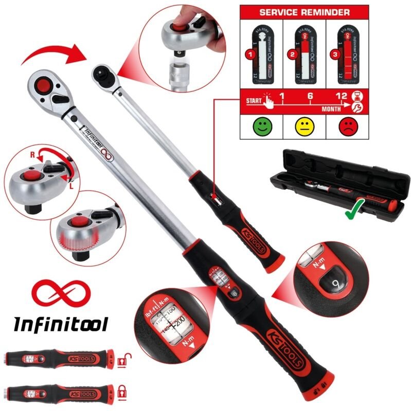 Ks Tools 1/2 infinitool Ratschen-Drehmomentschlüssel, 20-200 Nm