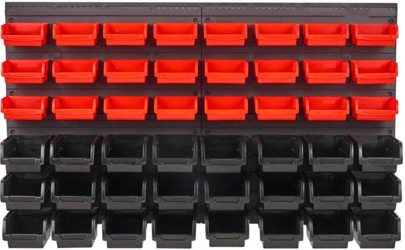 Mophorn - Lagerbehälter zur Wandmontage,Teileregal-Organizer mit 48 Behältern und Wandpaneelen,Garagen-Werkzeug-Organize...