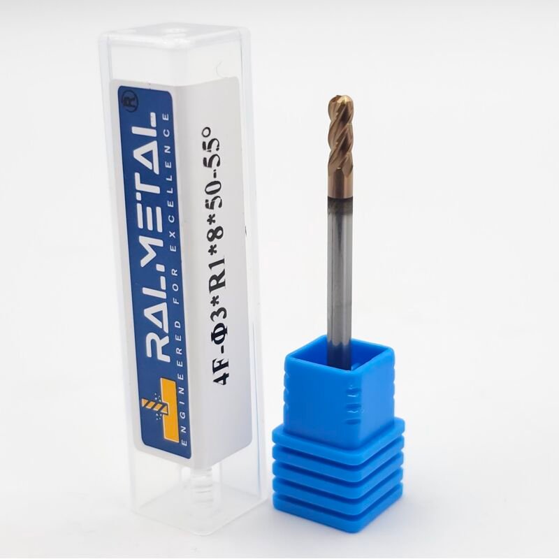 Radialfräser aus Vollhartmetall 3 x R1 x 3D x 50 mm TiSiN 55 HRC