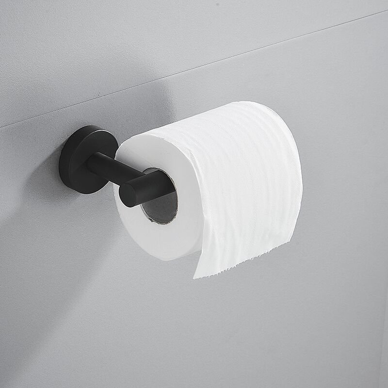 Toilettenpapierhalter ohne Bohren, schwarzer Edelstahl, selbstklebend, 1 Stück