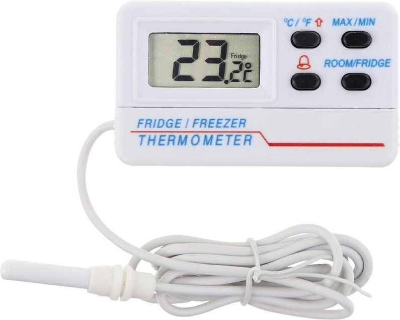KZQ - Digitales Kühlschrank- oder Gefrierschrankthermometer – mit Alarm – Maximal- und Minimaltemperaturfunktion – 1,2 m...