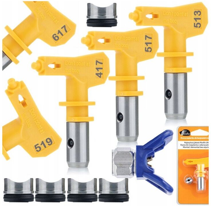Rosfix 5X Lackierdüsenmodell – 513 517 519 417 617 + Edelstahl-Düsenabdeckung