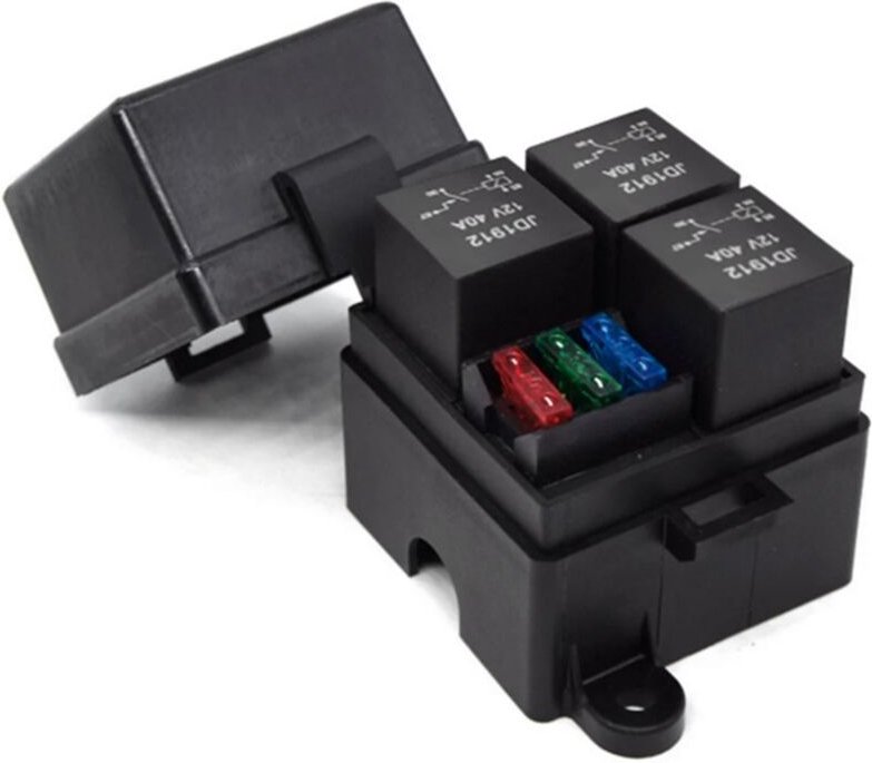 3-Wege-4-Poliger Sicherungshalter, Relaishalter, Schaltkreis, Standard-ATO-Flachsicherung, Relaishalter, 12 V, 40 A Rela...