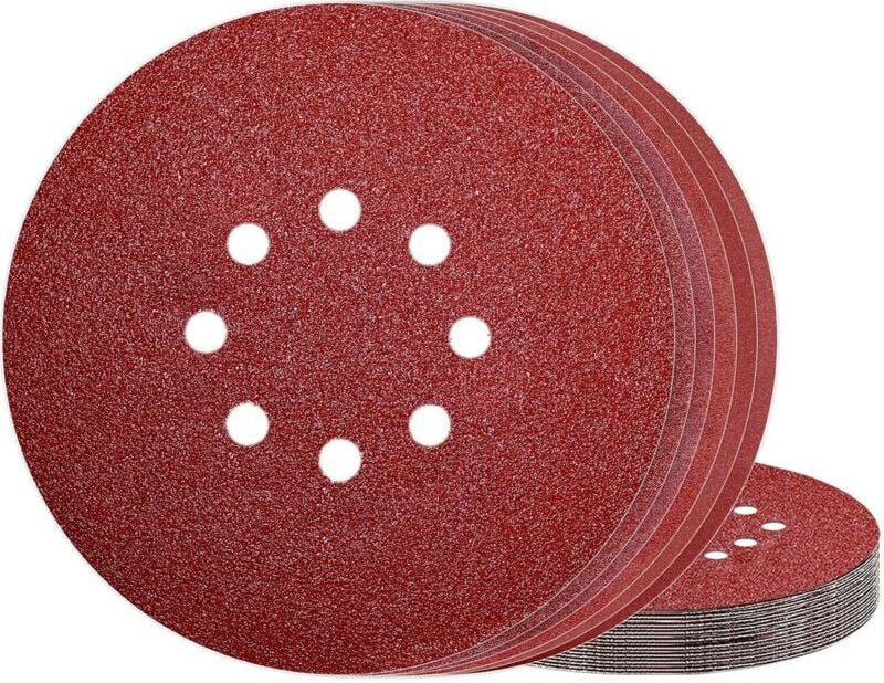 Disco abrasivo da 225 mm, 8 fori, carta vetrata, grana 120 per levigatrice da muro, 30 pezzi