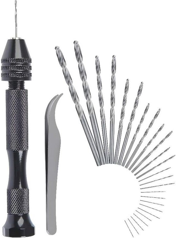 Verstellbare Handbohrmaschine mit Spiralbohrern, 25-teiliges Mini-Spiralbohrer-Set für Walnuss-, Bernstein-, Oliven- und...