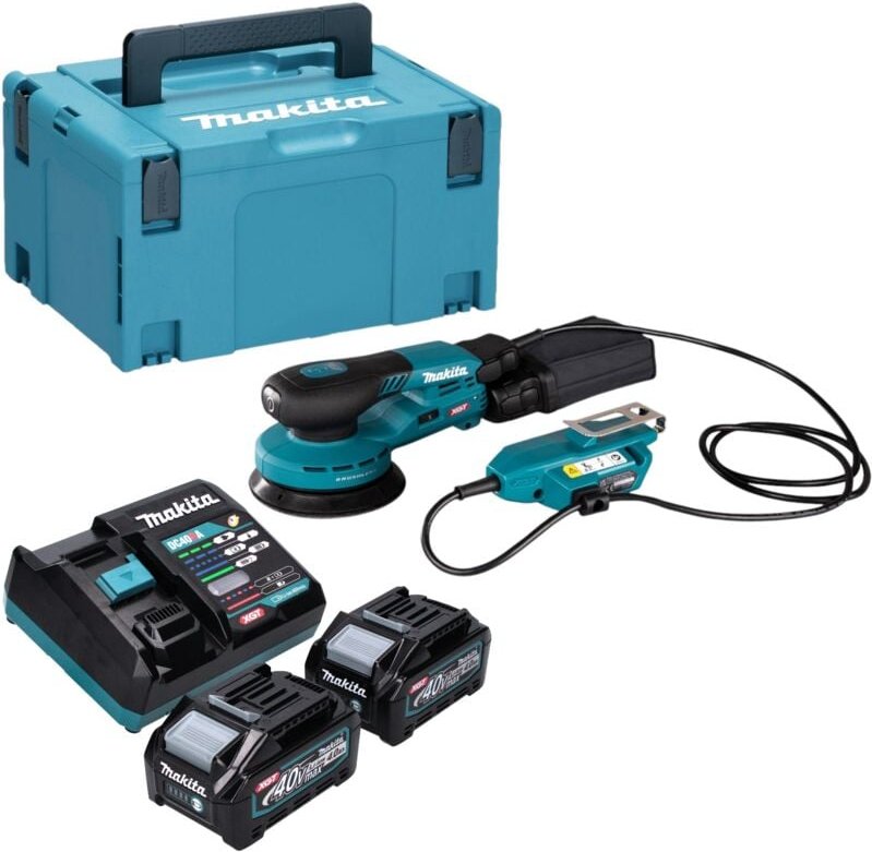 Makita BO 001 CGM201 Akku Exzenterschleifer 40 V max. 125 mm 5,0 mm Hub Brushless + 2x Akku 4,0 Ah + Ladegerät + Makpac