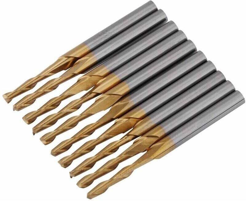 Schaftfräser mit Wolframkarbid-Titanbeschichtung, zweischneidiger Schaftfräser, CNC-Rotationsfräsersatz, 3,175 mm Schaft...