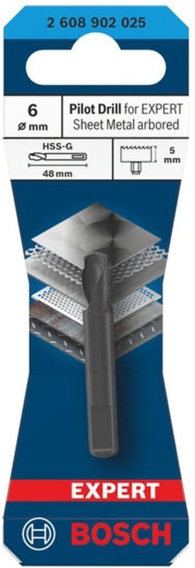Bosch Zentrierbohrer für EXPERT Sheet Metal Lochsäge mit Aufsteckhalter, Ø 6x5x48 mm