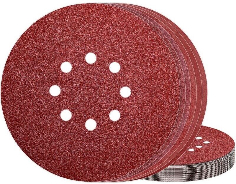 225-mm-Schleifscheibe, 8-Loch-Schleifpapier, Körnung 80, für Wandschleifer, 50 Stück
