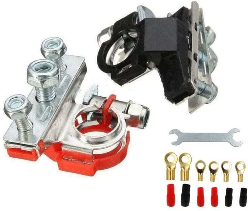 Set mit 2 Batterieklemmen – 3 Anschlüsse – Batterieklemmen – 12 V – Batterieklemmen – Plus/Minus – Für Auto, Transporter...