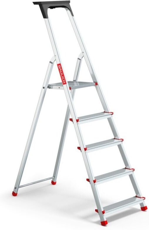 Haushaltsleiter aus Aluminium mit Ablage, 5 Stufen, 125 kg