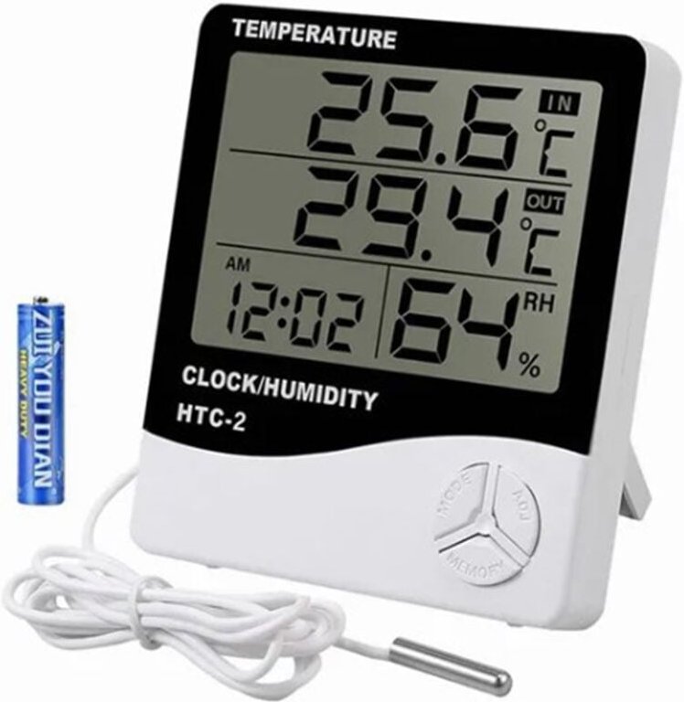 Digitales Hygrometer-Thermometer zur Überwachung von Temperatur und Luftfeuchtigkeit im Haushalt mit externer, wasserdic...